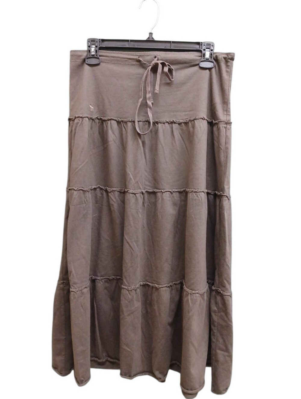 Abercrombie & Fitch Y2K Low Waist Brown Tiered Maxi Skirt Drawstring Waist XS